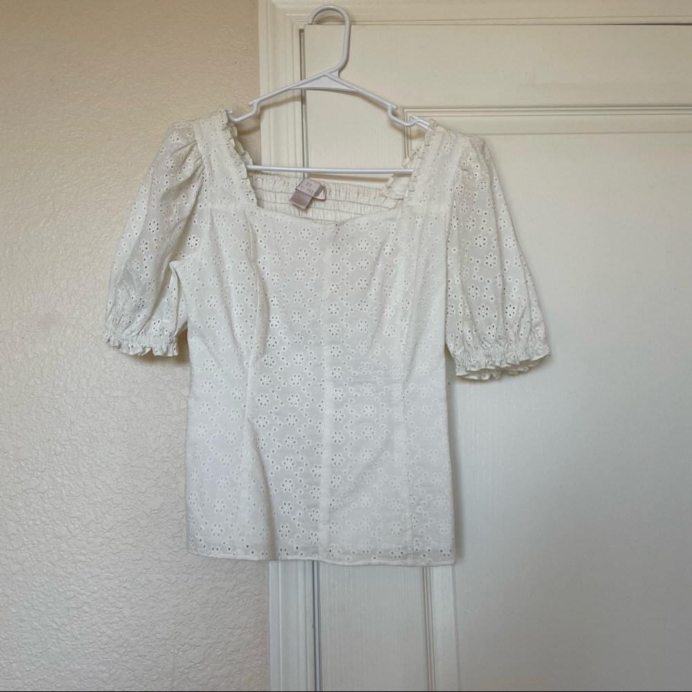 Rachel Parcell Puff Sleeve Eyelet Top - Picture 3 of 9